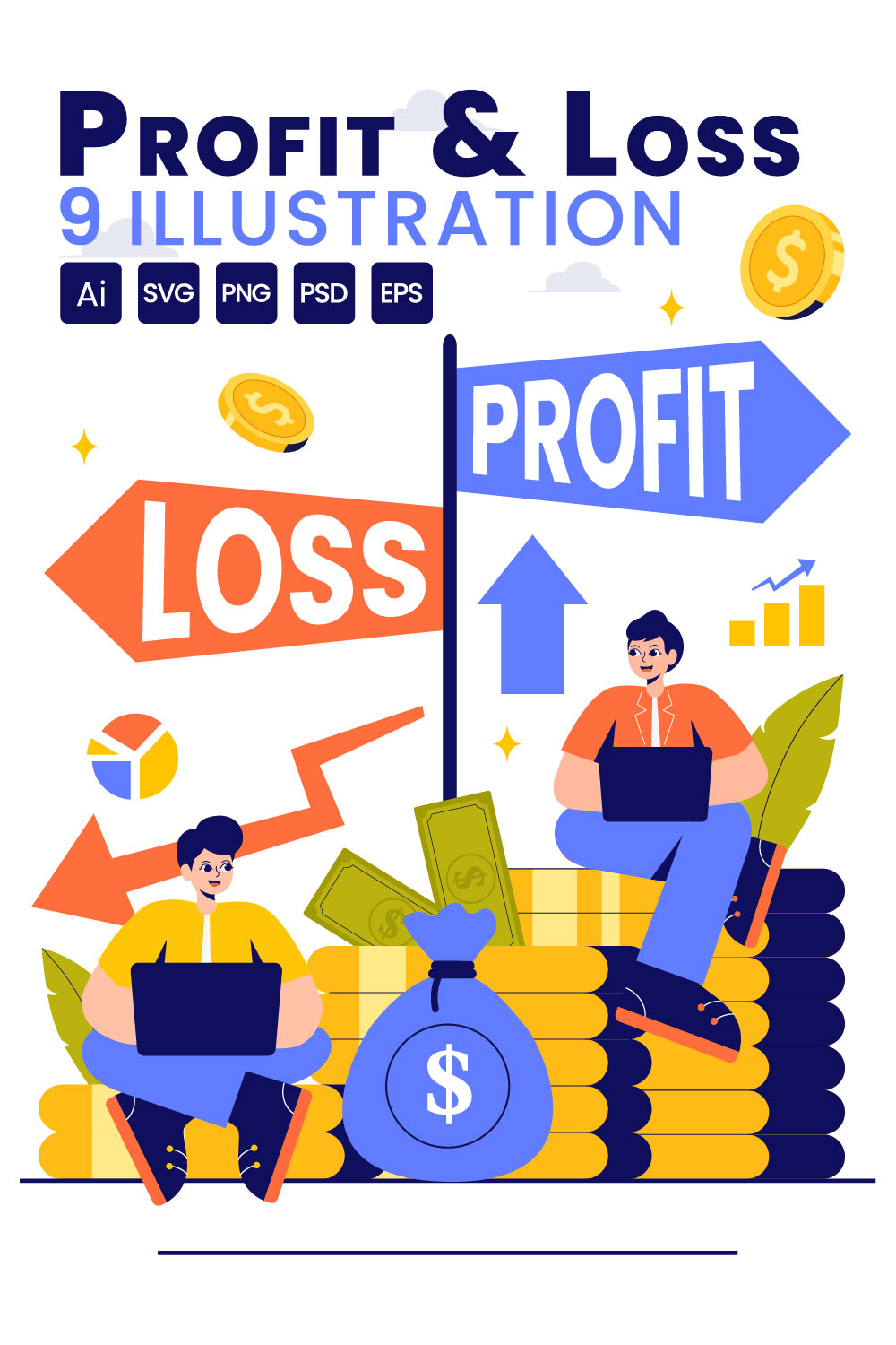 9 Business Profit and Loss Illustration pinterest preview image.