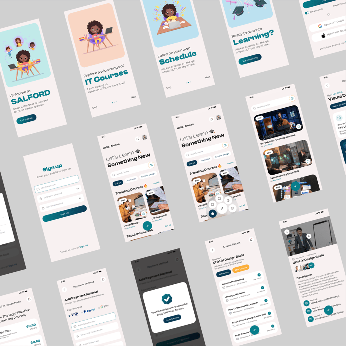 20 Screen of Online learning app UI kit Learning App | Educational App | Online Courses App preview image.