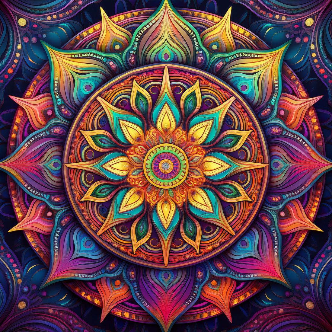 Psychedelic Mandala - Trippy Kaleidoscopic Abstract Art preview image.