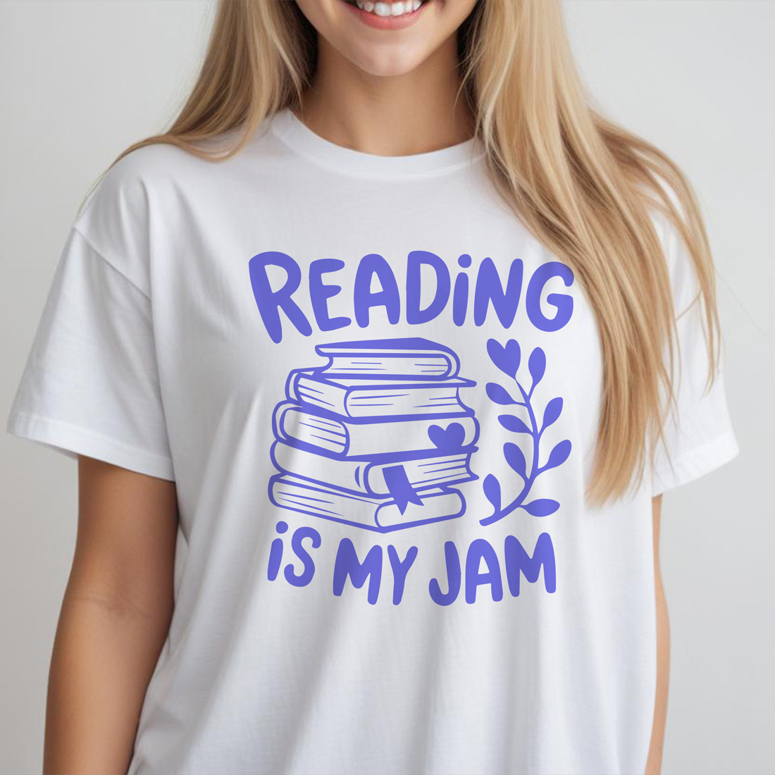 reading is my jam white female tshirt front mockup 894