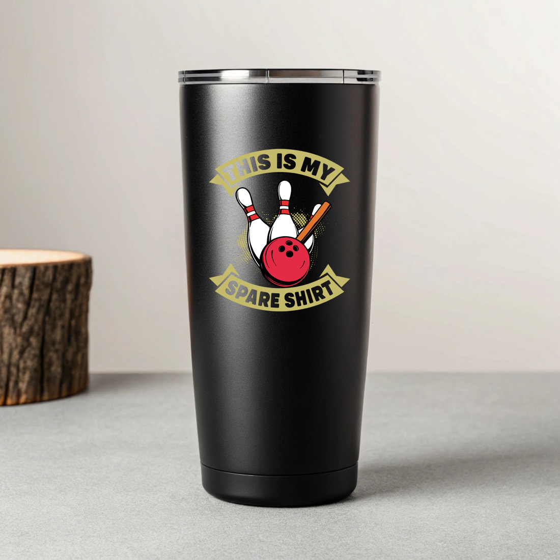 retro bowling graphic for mugs hats and t shirts perfect for bowling lovers 7 black tumblers mockup 55