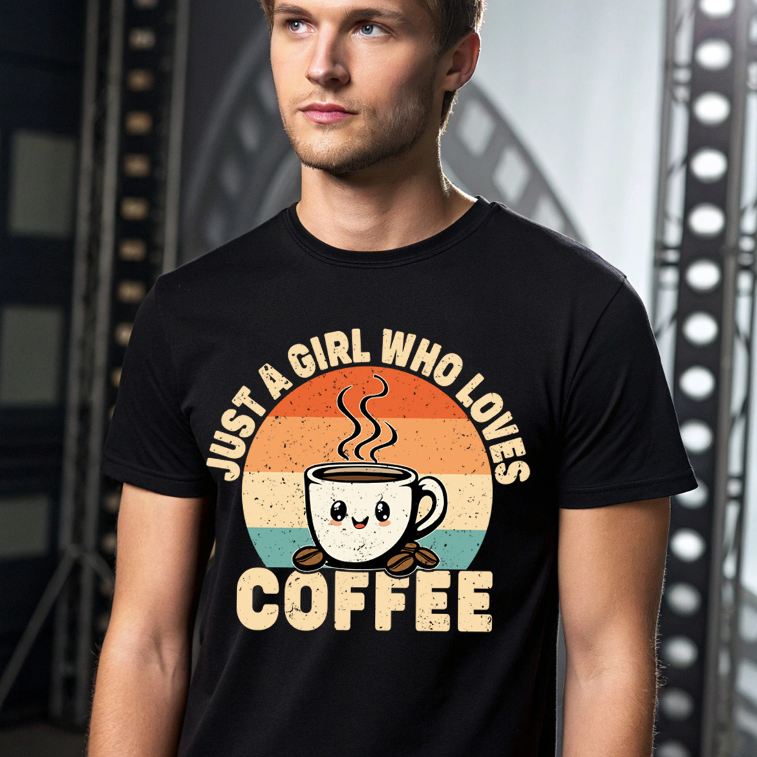 retro coffee cup art with playful typography for mugs and shirts black male t shirt mock up 267