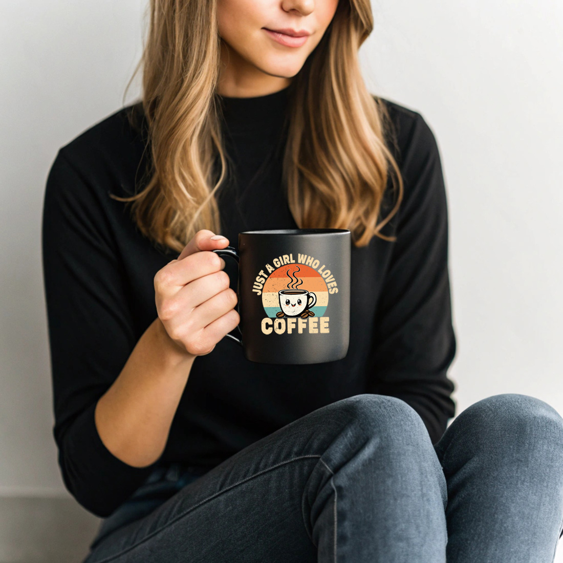 retro coffee cup art with playful typography for mugs and shirts black mug mock up 361