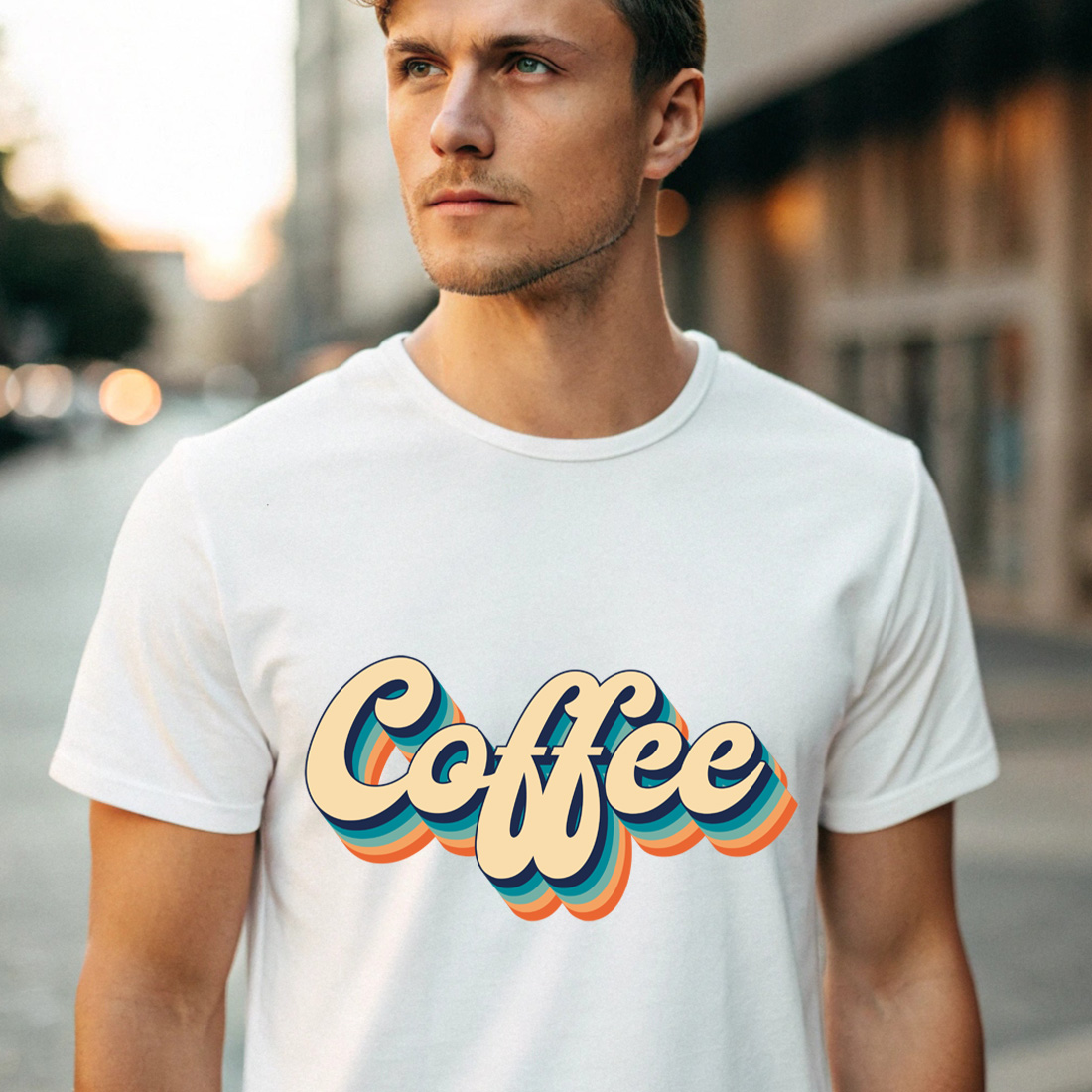 retro coffee typography design perfect for cafes and coffee enthusiasts with male t shirt mock up 835