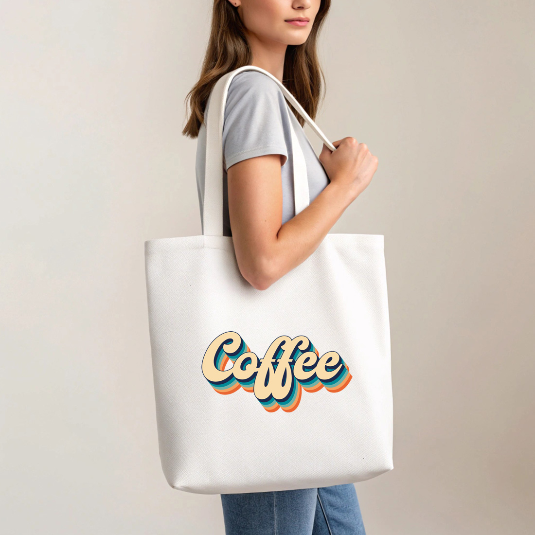 retro coffee typography design perfect for cafes and coffee enthusiasts with tote bag mock up 117