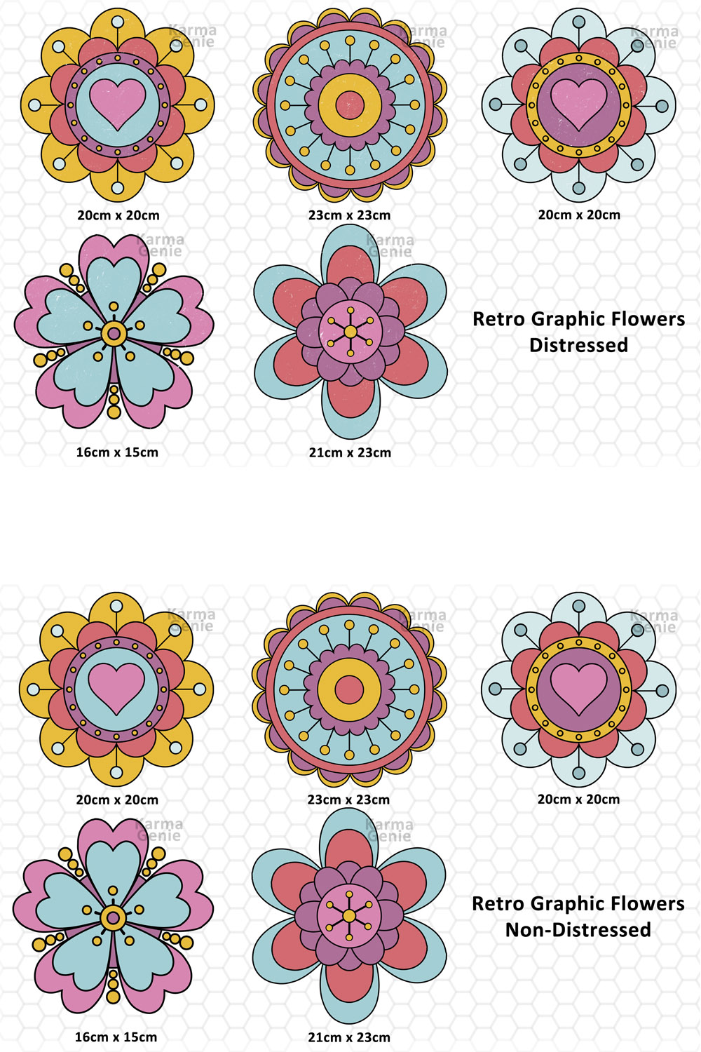 Retro Elements - Flower Graphics pinterest preview image.