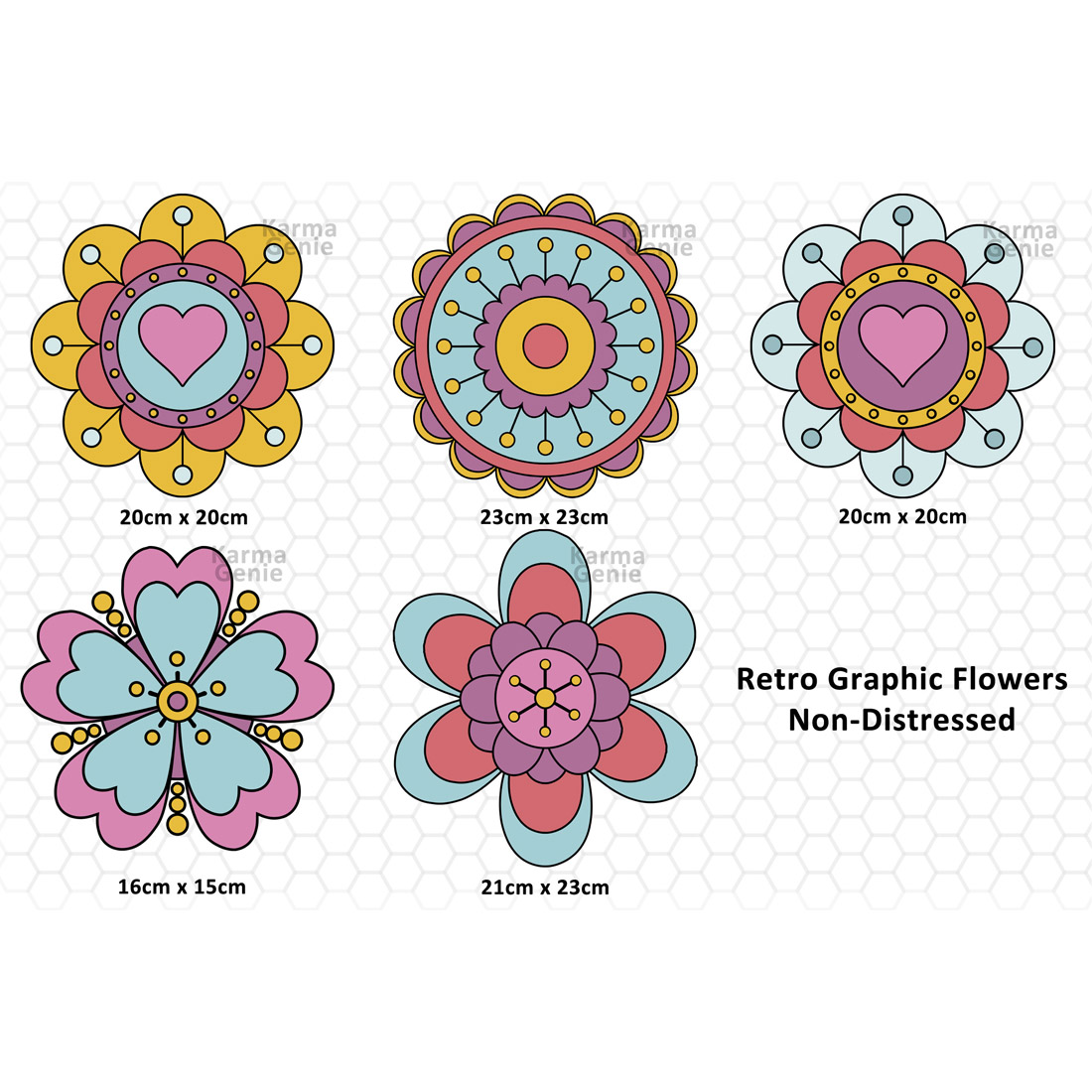 Retro Elements - Flower Graphics preview image.