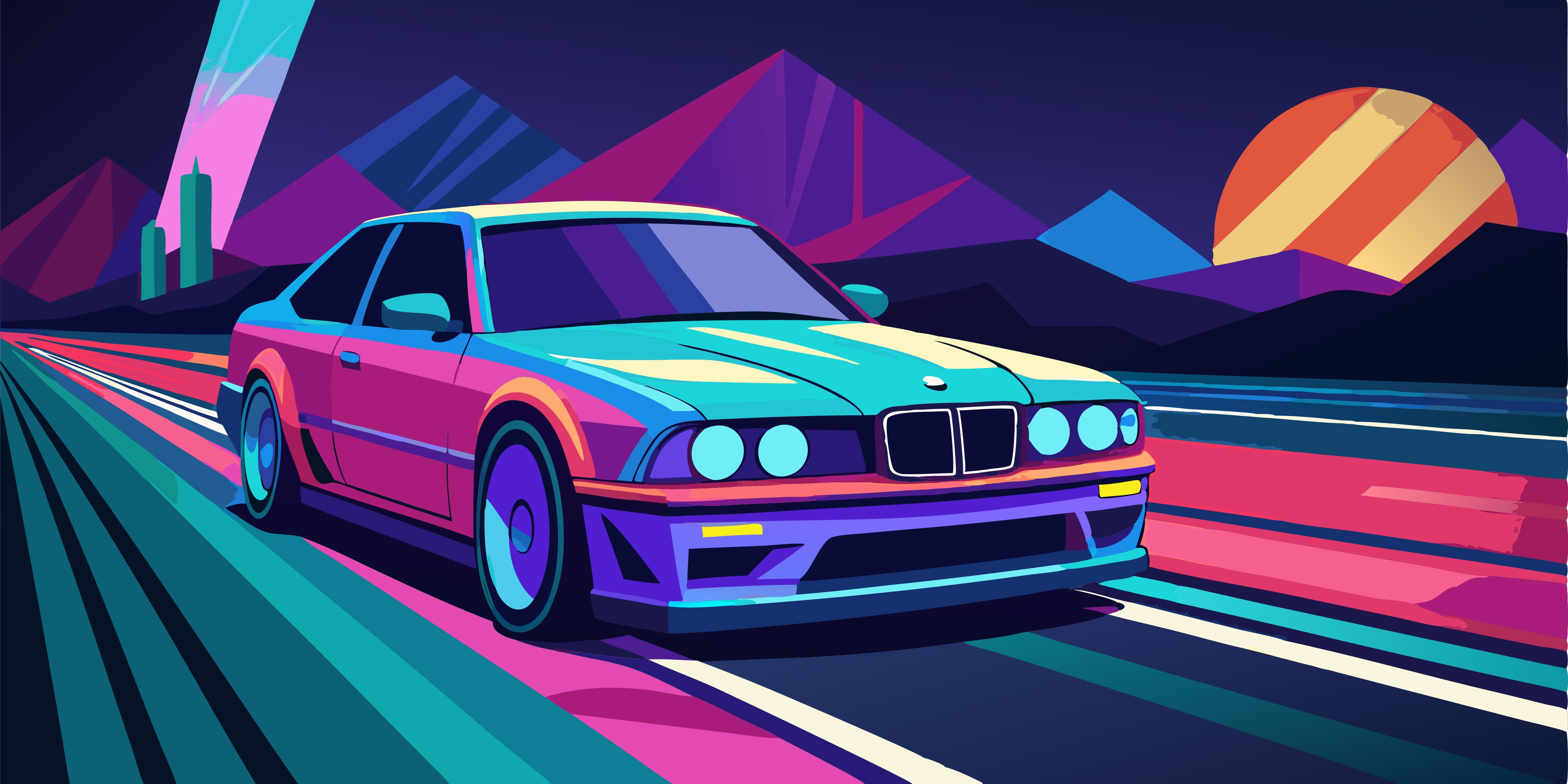 retro inspired sports car illustration 520