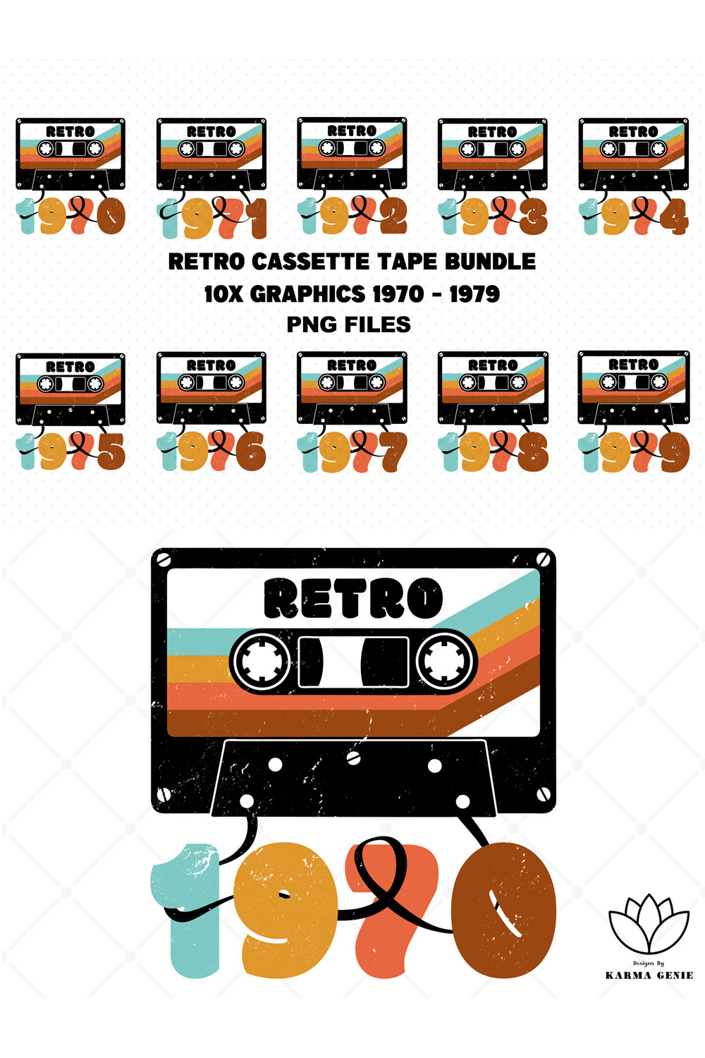 1970s Retro Cassettes 1970 - 1979 pinterest preview image.