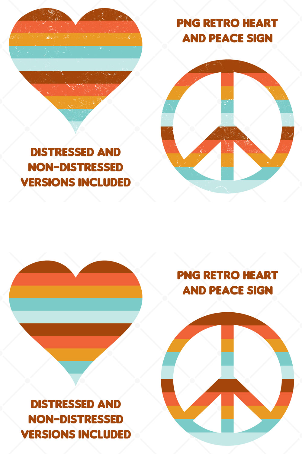 Png Retro Love Heart & Hippie Peace Sign pinterest preview image.