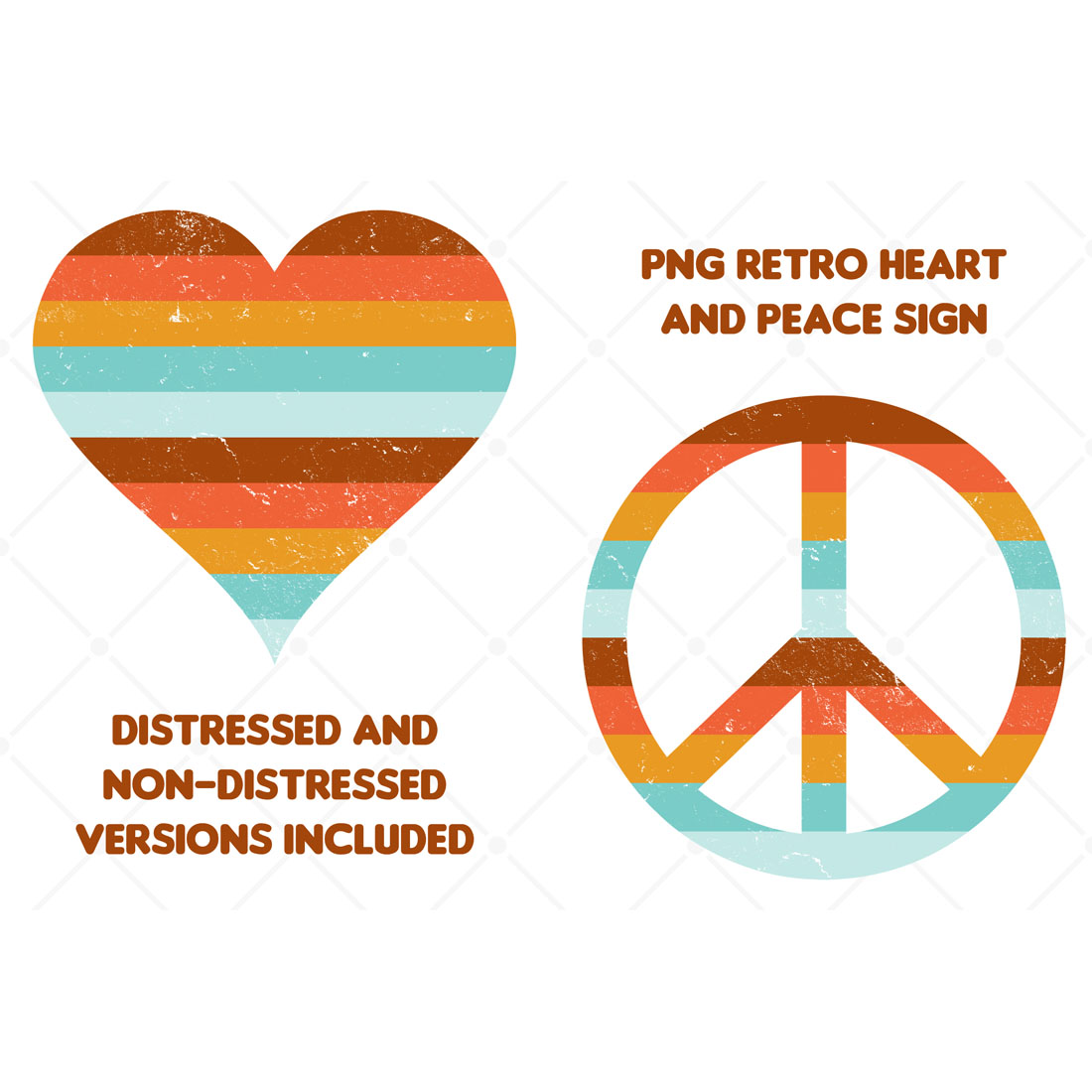 Png Retro Love Heart & Hippie Peace Sign cover image.