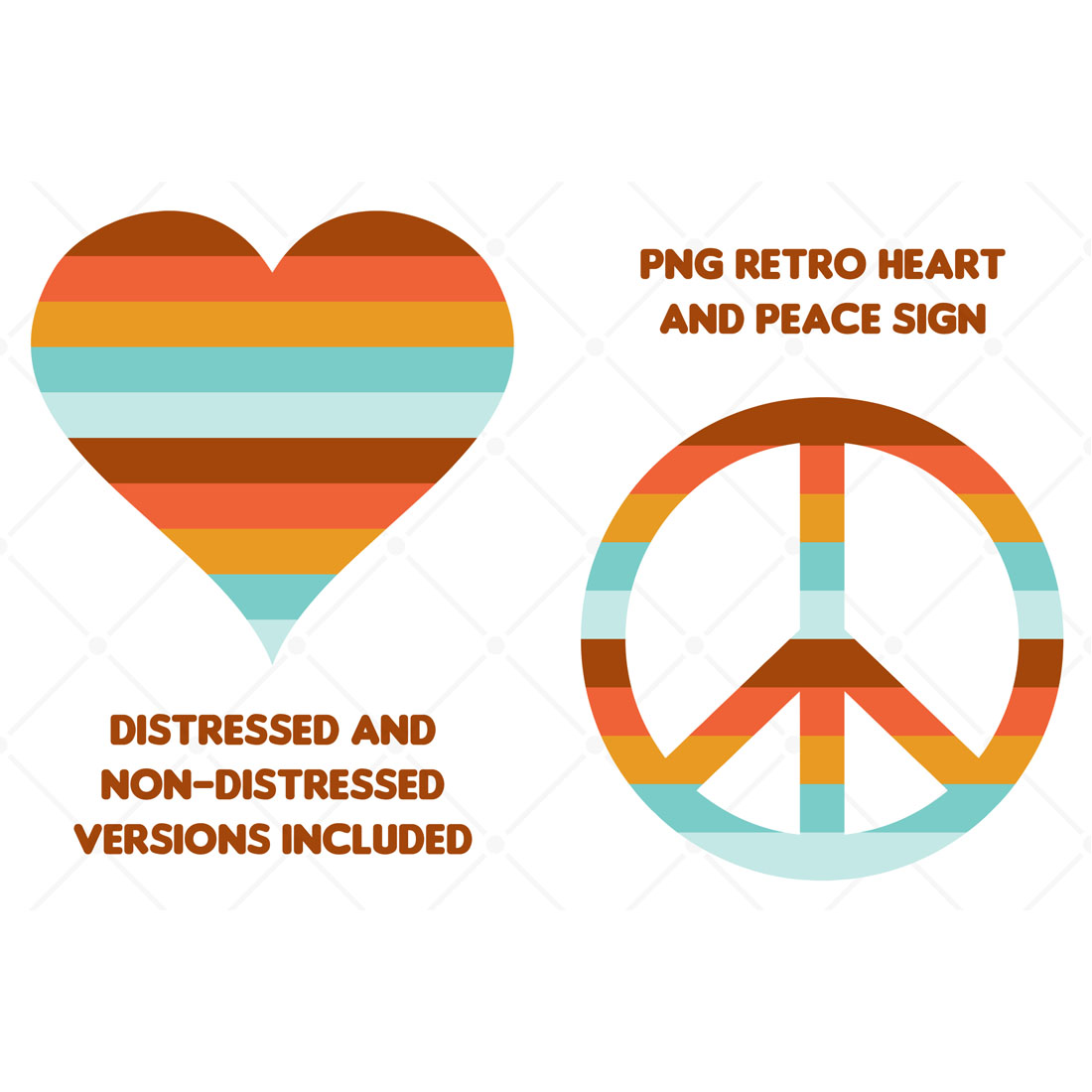 Png Retro Love Heart & Hippie Peace Sign preview image.