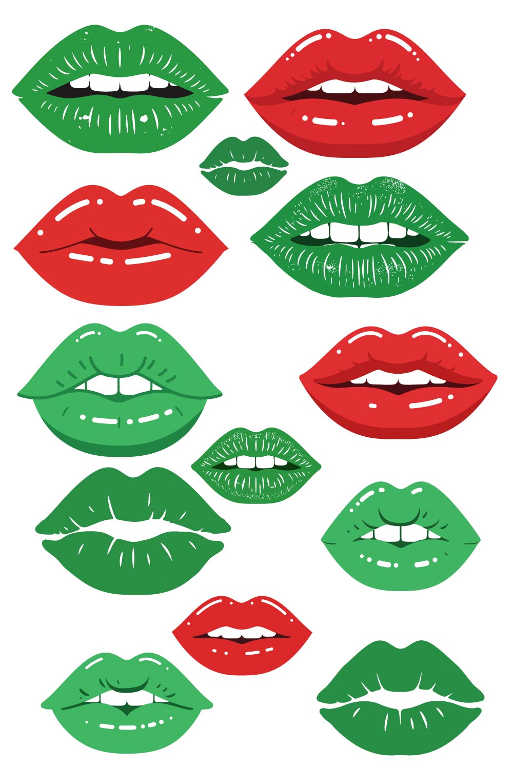 Green Kiss lip shapes Mark Stamped Vector icon Design pinterest preview image.