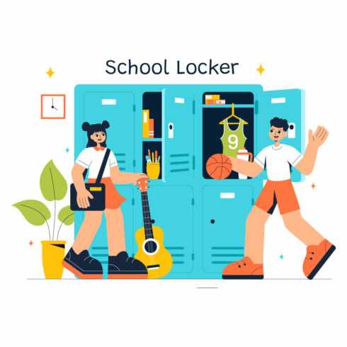 9 School Locker Room Illustration cover image.