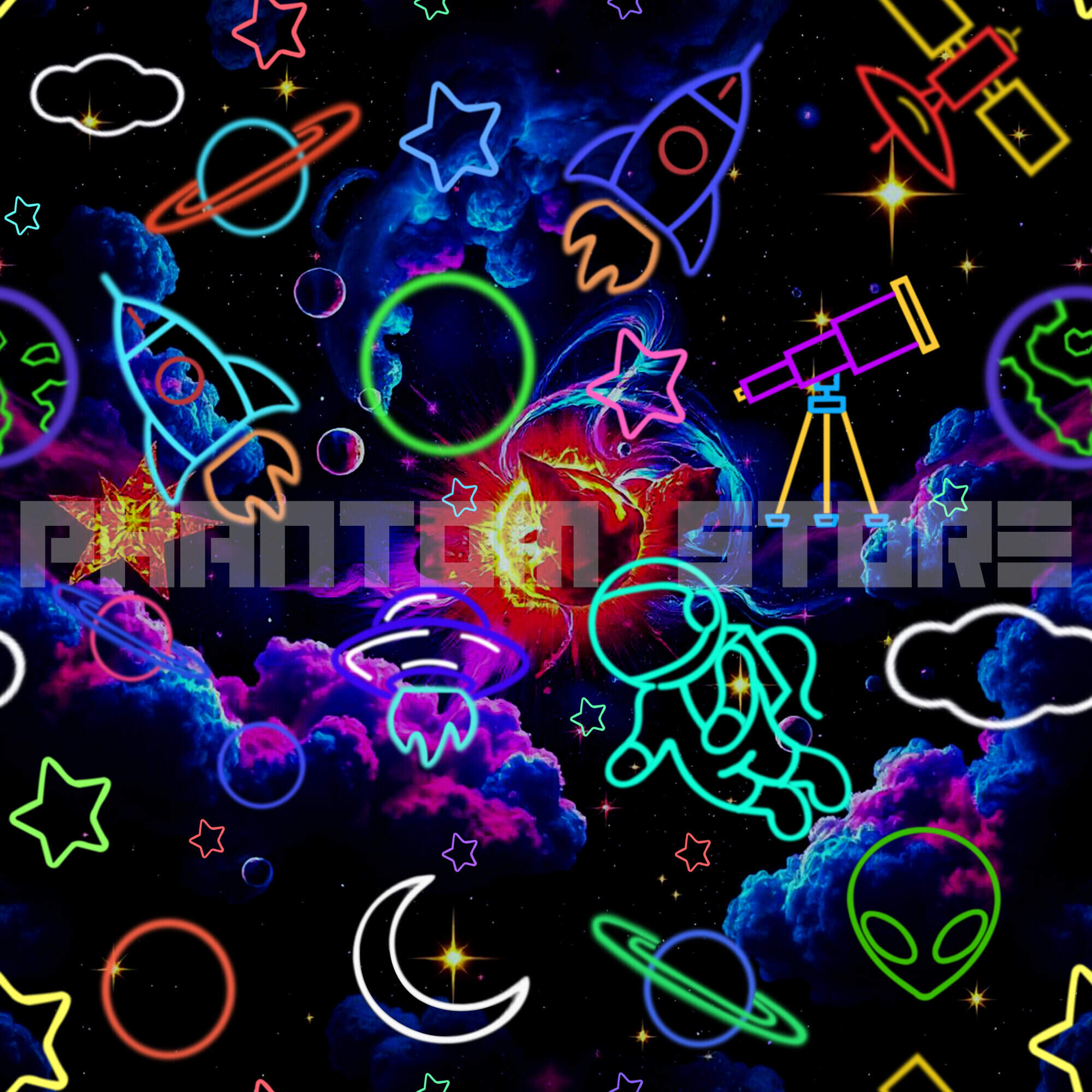 Seamless Space theme Patterns preview image.