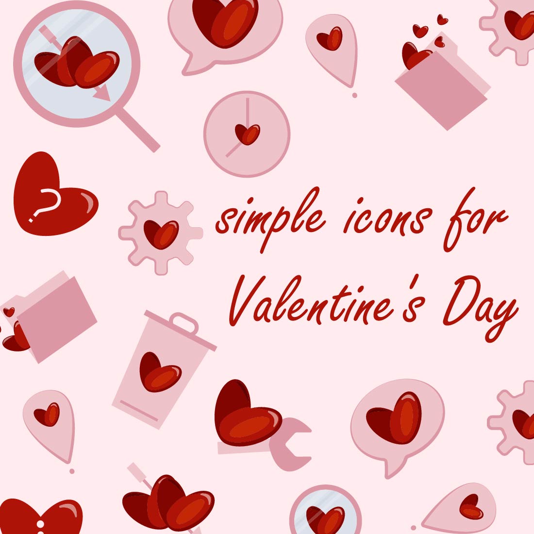 simple icons for Valentines Day cover image.