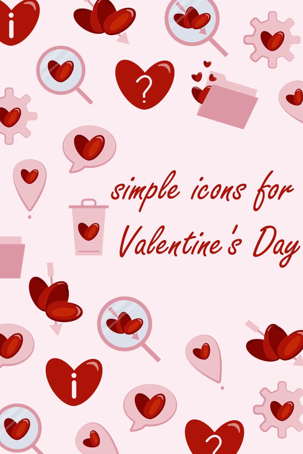 simple icons for Valentines Day pinterest preview image.