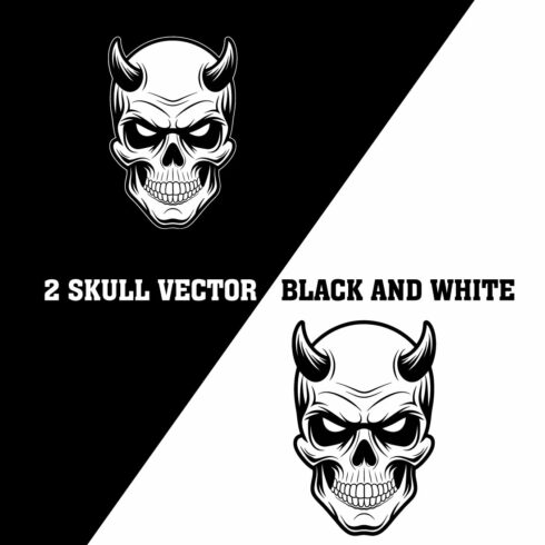 A black and white drawing of a skull with a white skull cover image.