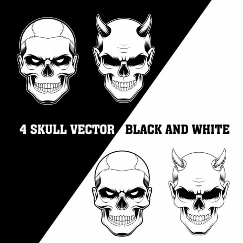 A black and white drawing of a skull with a white skull cover image.