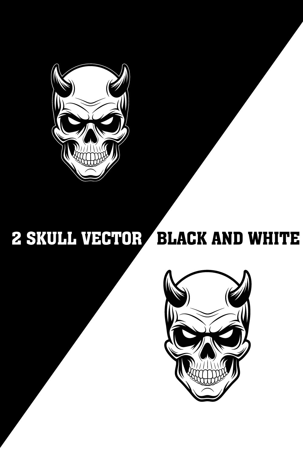 A black and white drawing of a skull with a white skull pinterest preview image.