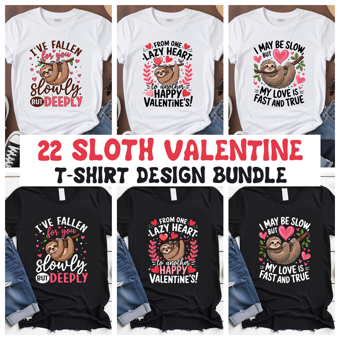 Sloth valentine graphic bundle for sloth lovers cover image.