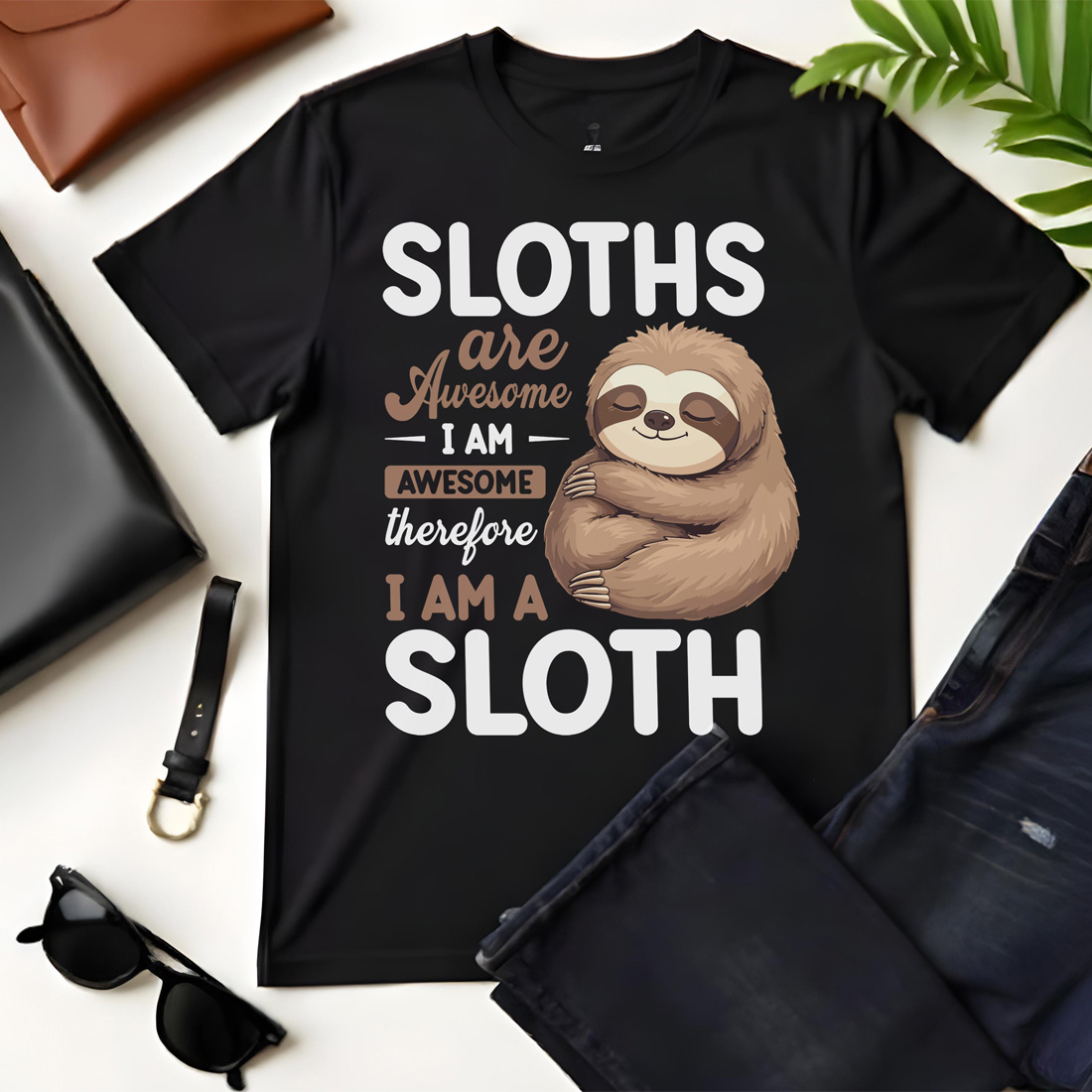 sloths are awesome black flat tshirt mockup 545