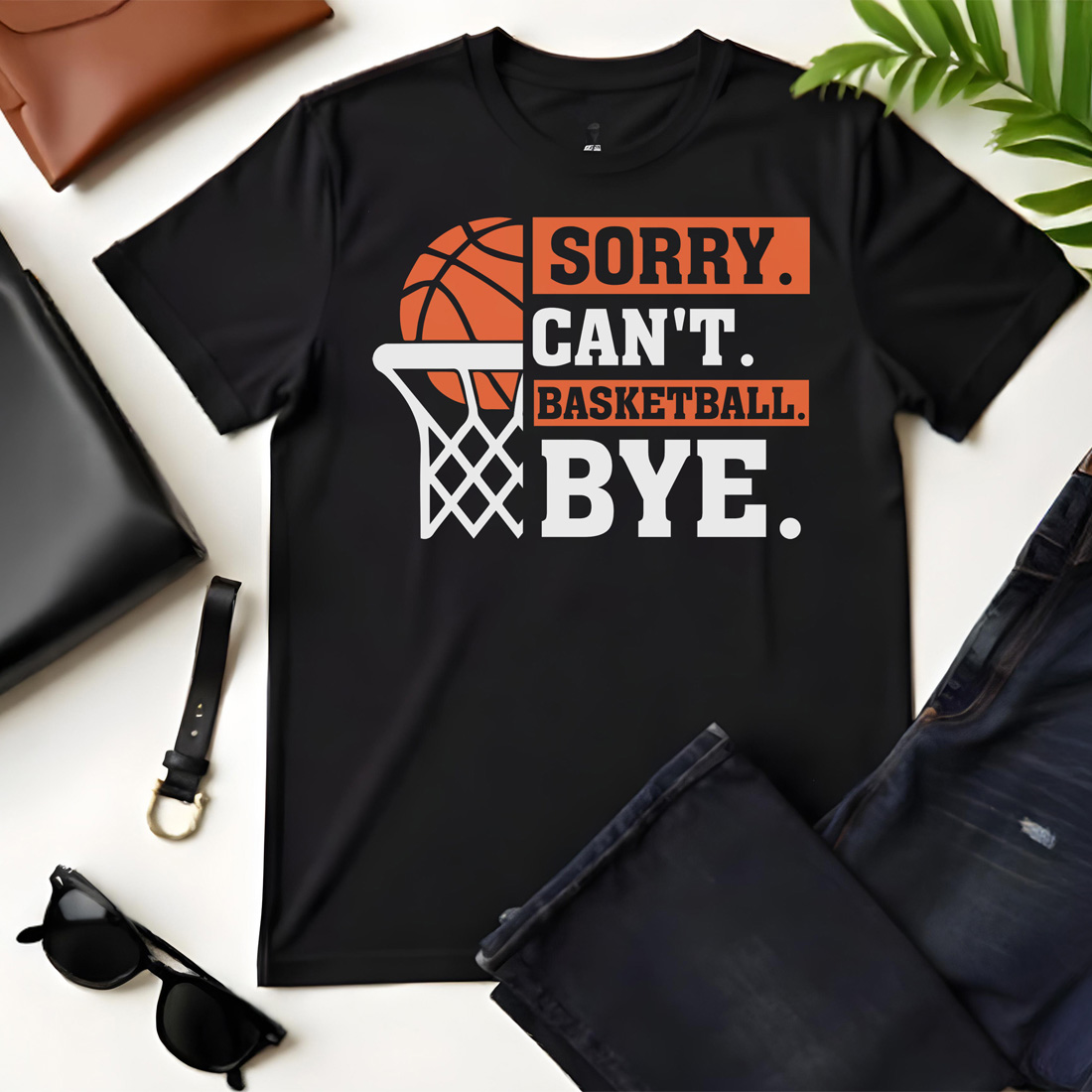 sorry cant basketball bye black flat tshirt mockup 290