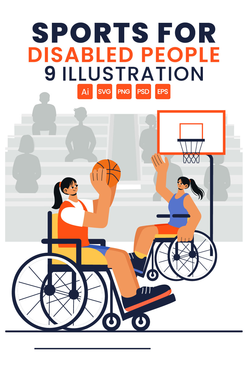 9 Sports for Disabled People Illustration pinterest preview image.