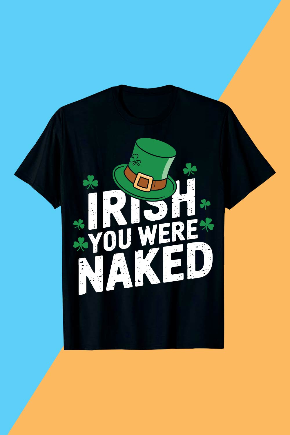 Irish You Were Naked Festive Tee pinterest preview image.