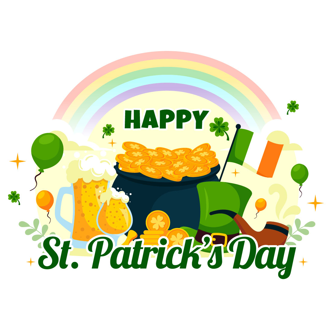 12 Happy St Patrick's Day Illustration preview image.