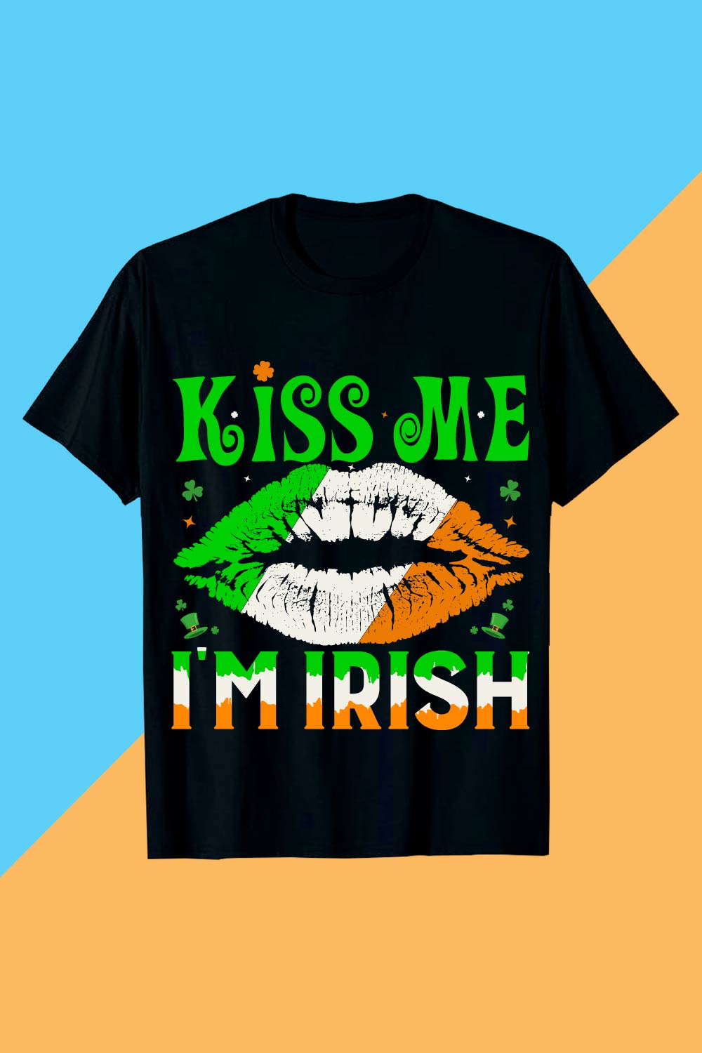 St Patrick's Day Kiss Me Shirt Design pinterest preview image.