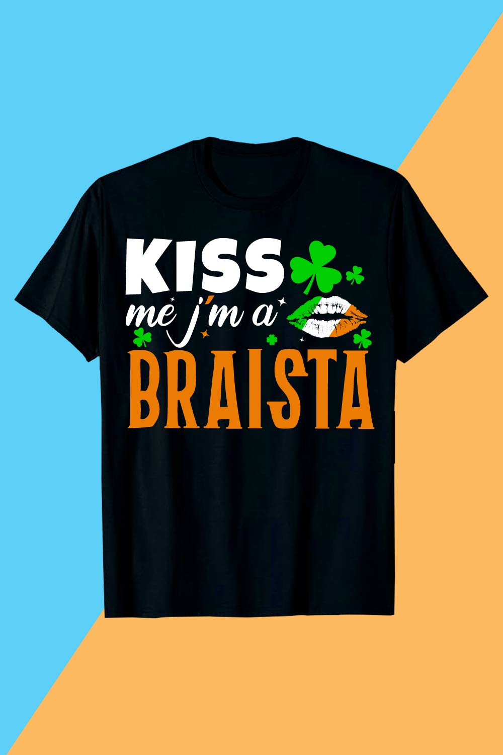 Kiss Me, I'm a Barista St Patrick's Day T-shirt design pinterest preview image.