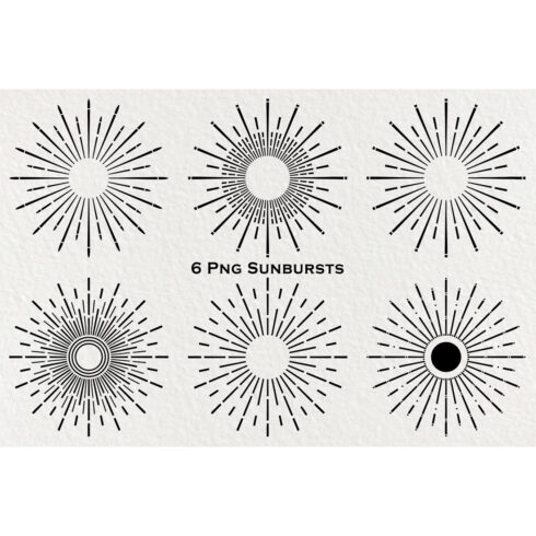 6 Png Sunburst Graphic Design Elements cover image.