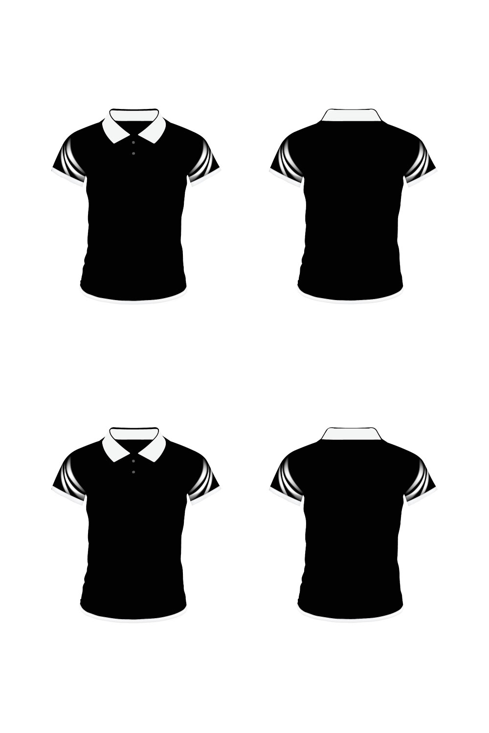 Men's t-shirt in different views with realistic style and geometric retro traceries on shirts isolated Related tags pinterest preview image.