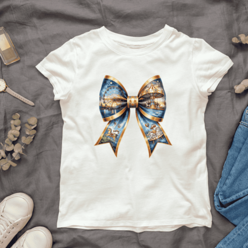 Festive Celebration Bow Tie T-shirt Design cover image.