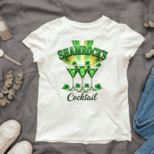 Shamrock Cocktail T-shirt Design cover image.