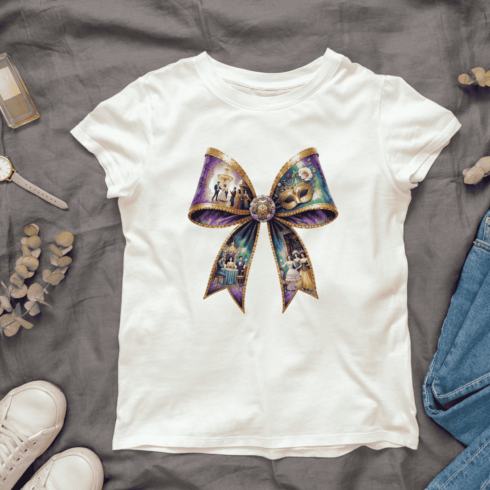 Ornate decorative bow T-shirt Design cover image.