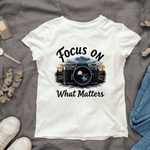 Vintage camera mountains landscape T-Shirt Design cover image.