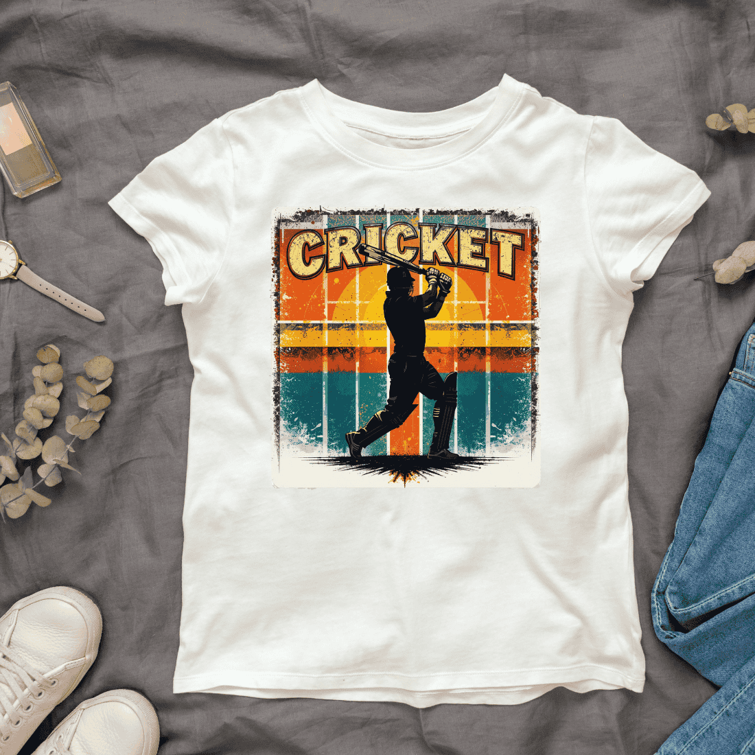 Vintage retro cricket T-Shirt Design cover image.