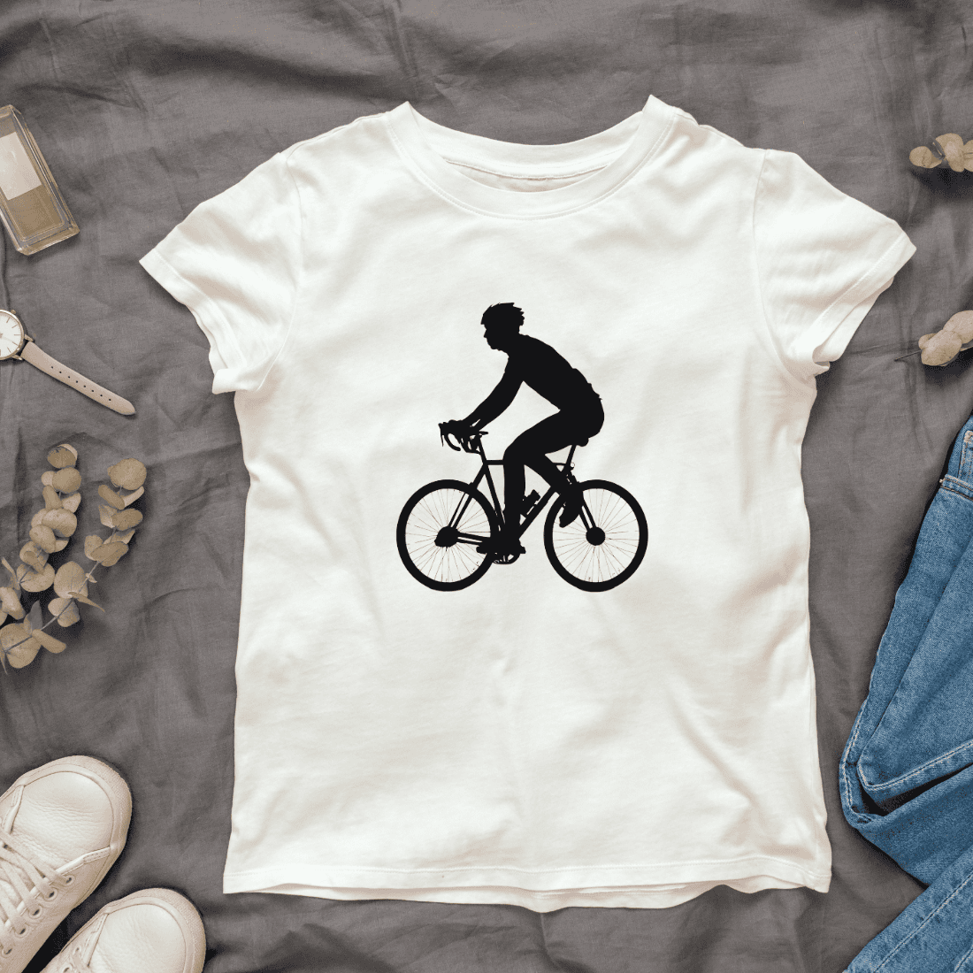 Silhouette of Bicycle Rider T-shirt Design cover image.