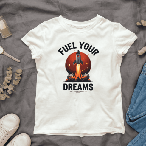 Dream Big Rocket Launch T-shirt Design cover image.