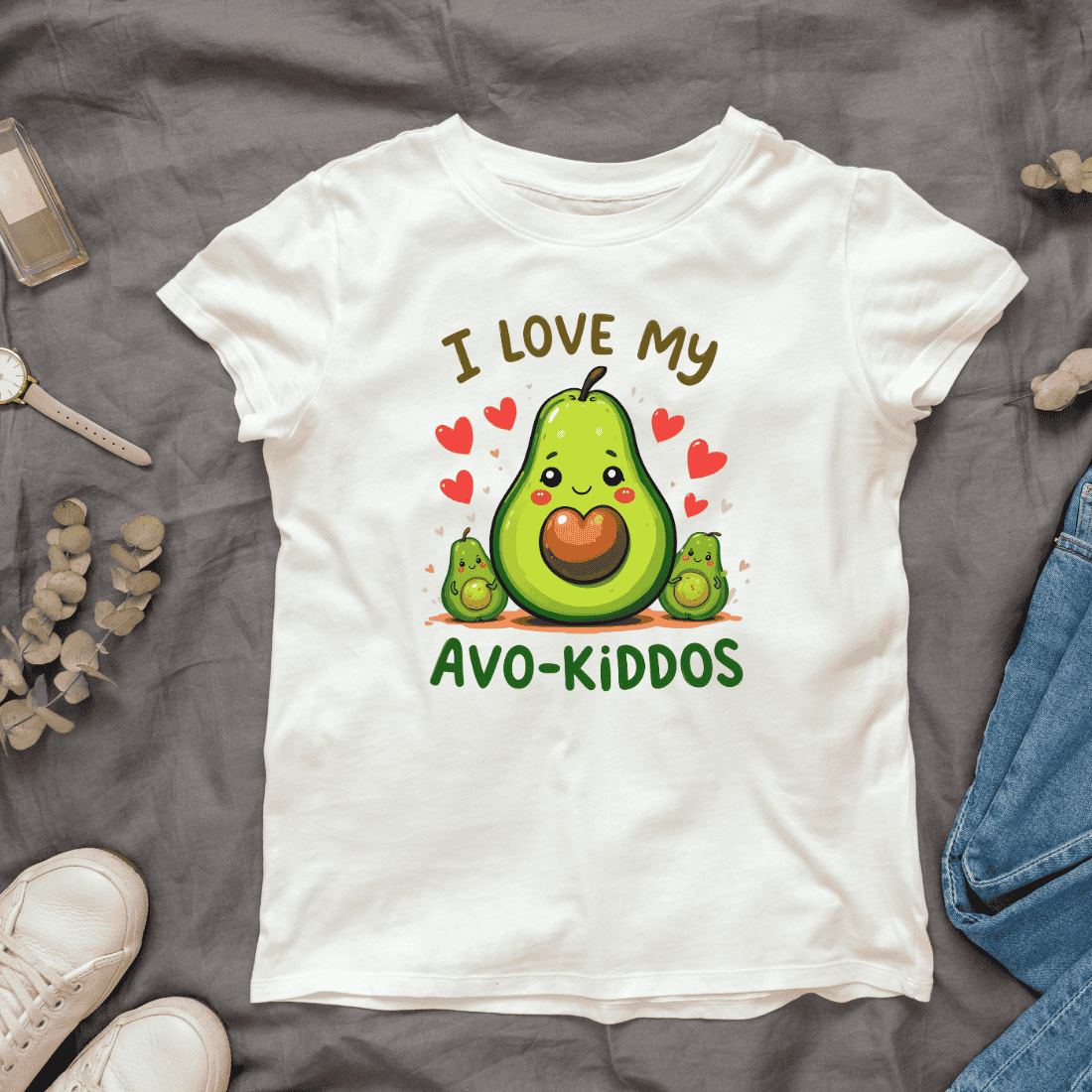 Sweet Avocado Family T-shirt Design cover image.