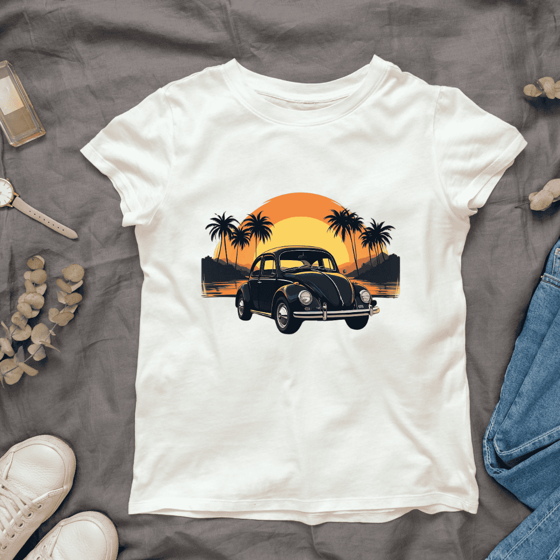 Vintage Retro classic car T-shirt Design cover image.