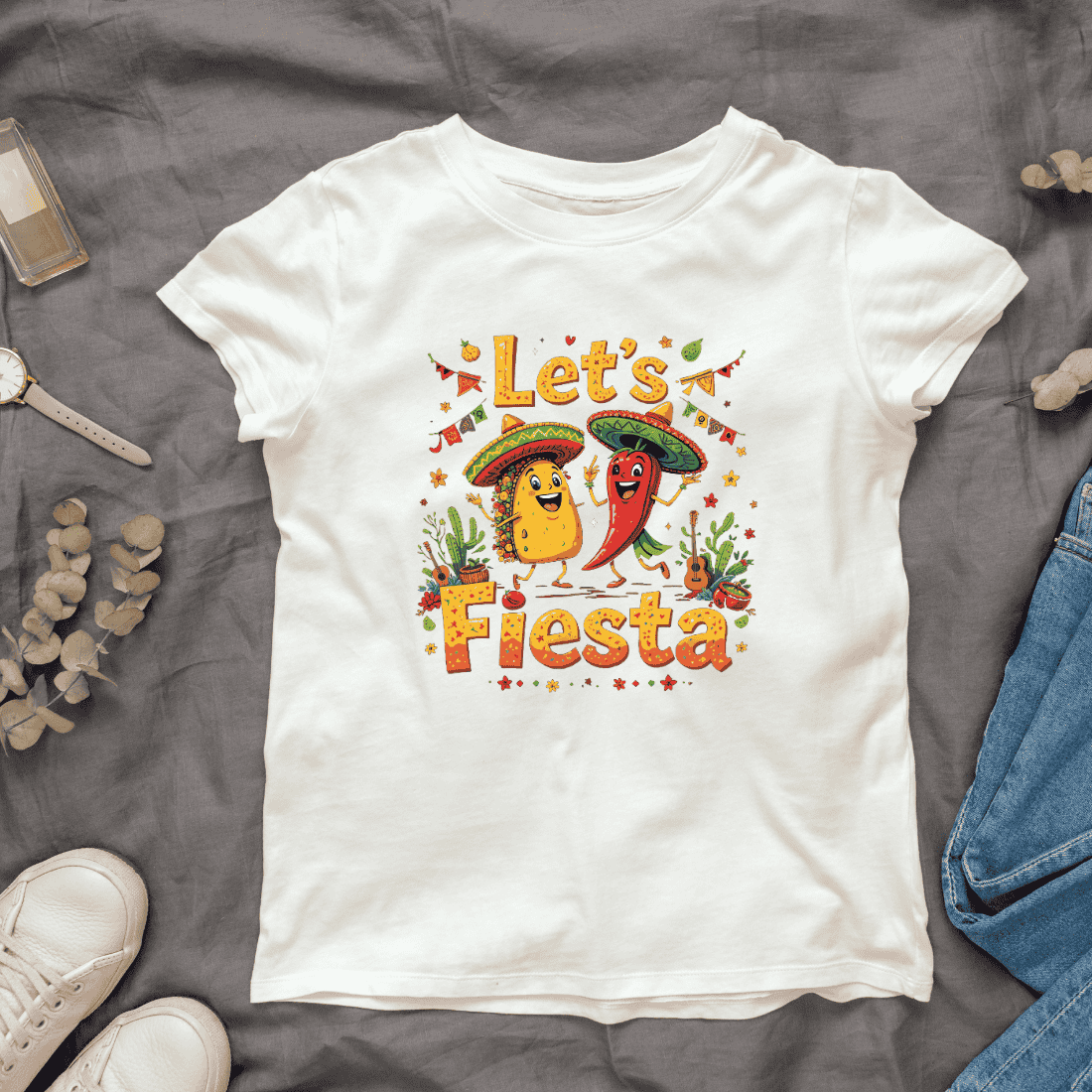 Colorful Cartoon fiesta celebration T-shirt Design Bundle cover image.