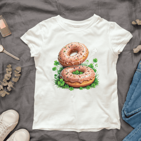 Donuts for St Patrick's Day T-shirt Design cover image.