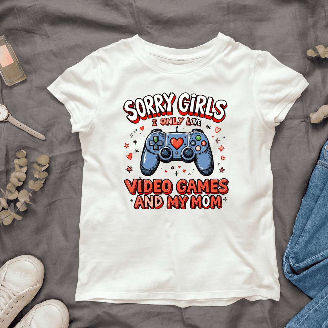 Gaming and Mom Love T-shirt Design cover image.