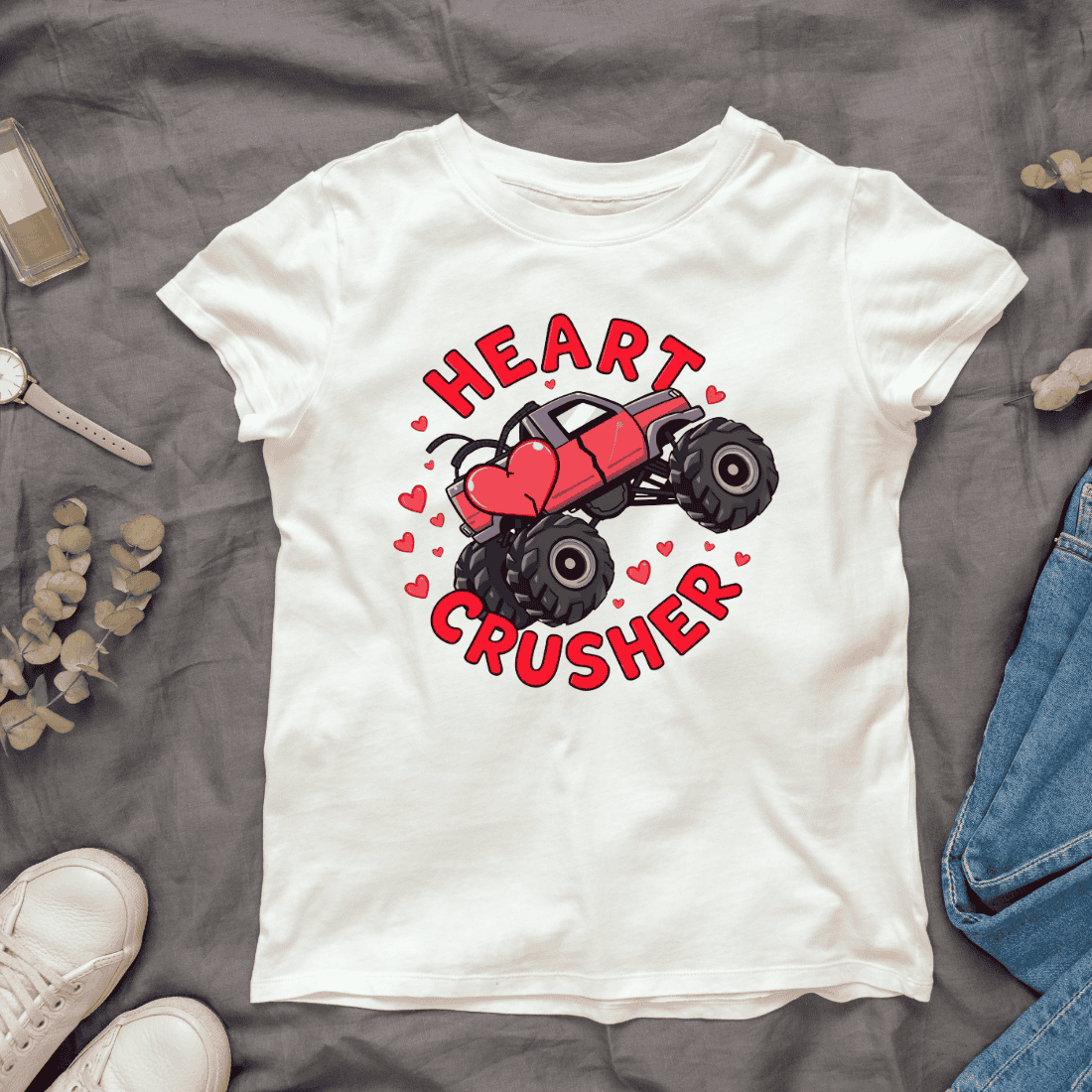 Monster truck with valentine theme T-Shirt Design T-Shirt Design cover image.