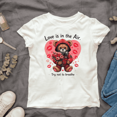 Funny Valentine's Day Illustration with Romantic Twist T-shirt Design cover image.