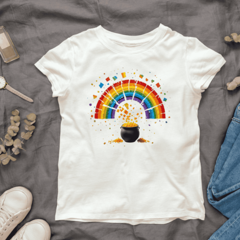 Pot of Gold at the End of the Rainbow T-shirt Design cover image.