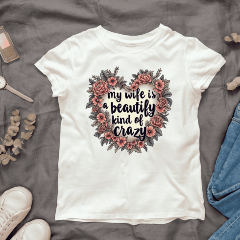 Hand-drawn Floral Heart T-Shirt Design cover image.